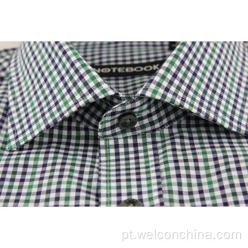 Camisa xadrez de algodão puro de outono masculino